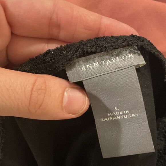 Vintage Ann Taylor Womens Y2K Lace Babydoll Top Size Large Black Romantic Witchy - Picture 2 of 7